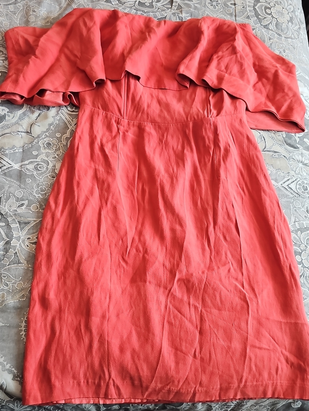 NWT Cupcakes & Cashmere Strapless Coral Ruffle Dress
